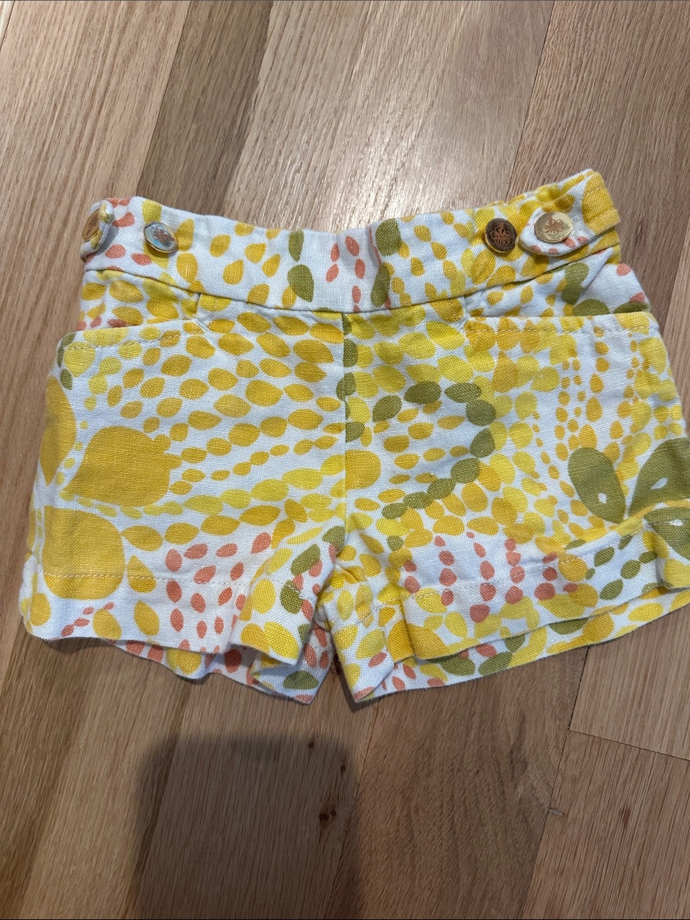 Crewcuts Yellow and White Floral Dot Print Shorts